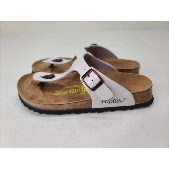 Papililo By Birkenstock Patent Light Pink Rose Gold Detail Size 38/7 Ladies - Picture 3 of 8